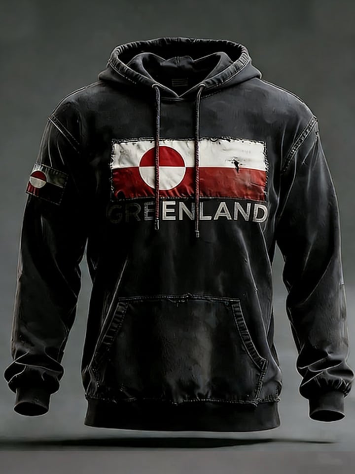 Men's Retro Greenland Print Raglan Sleeve Hoodie