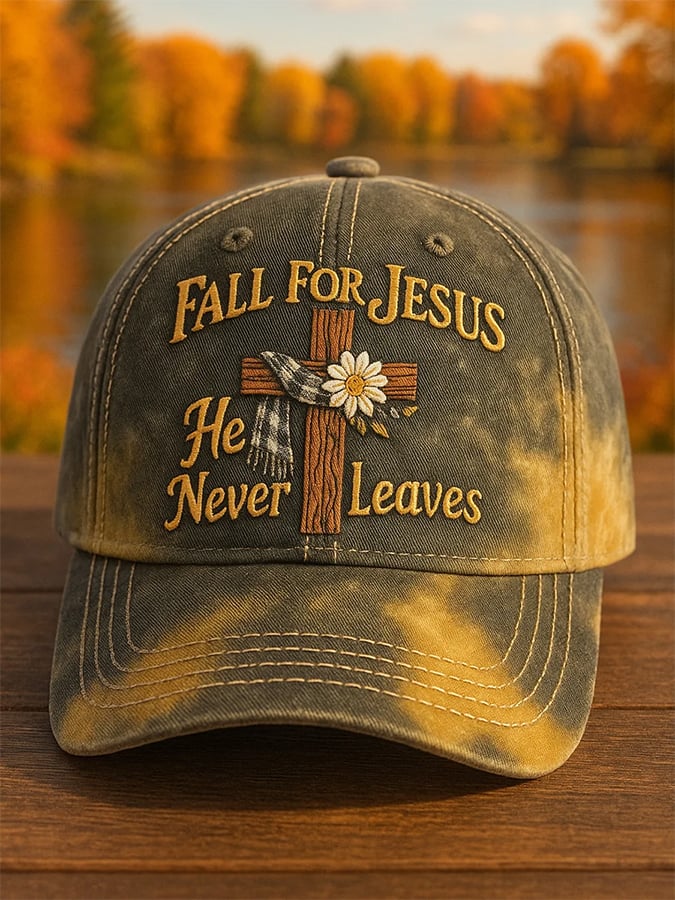 Love Jesus, He Will Never Leave You graphic print vintage baseball cap