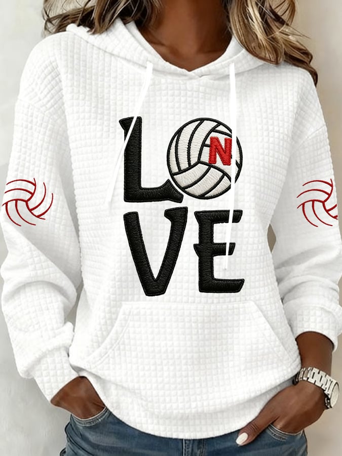 Women's Vintage Volleyball Print Hoodie