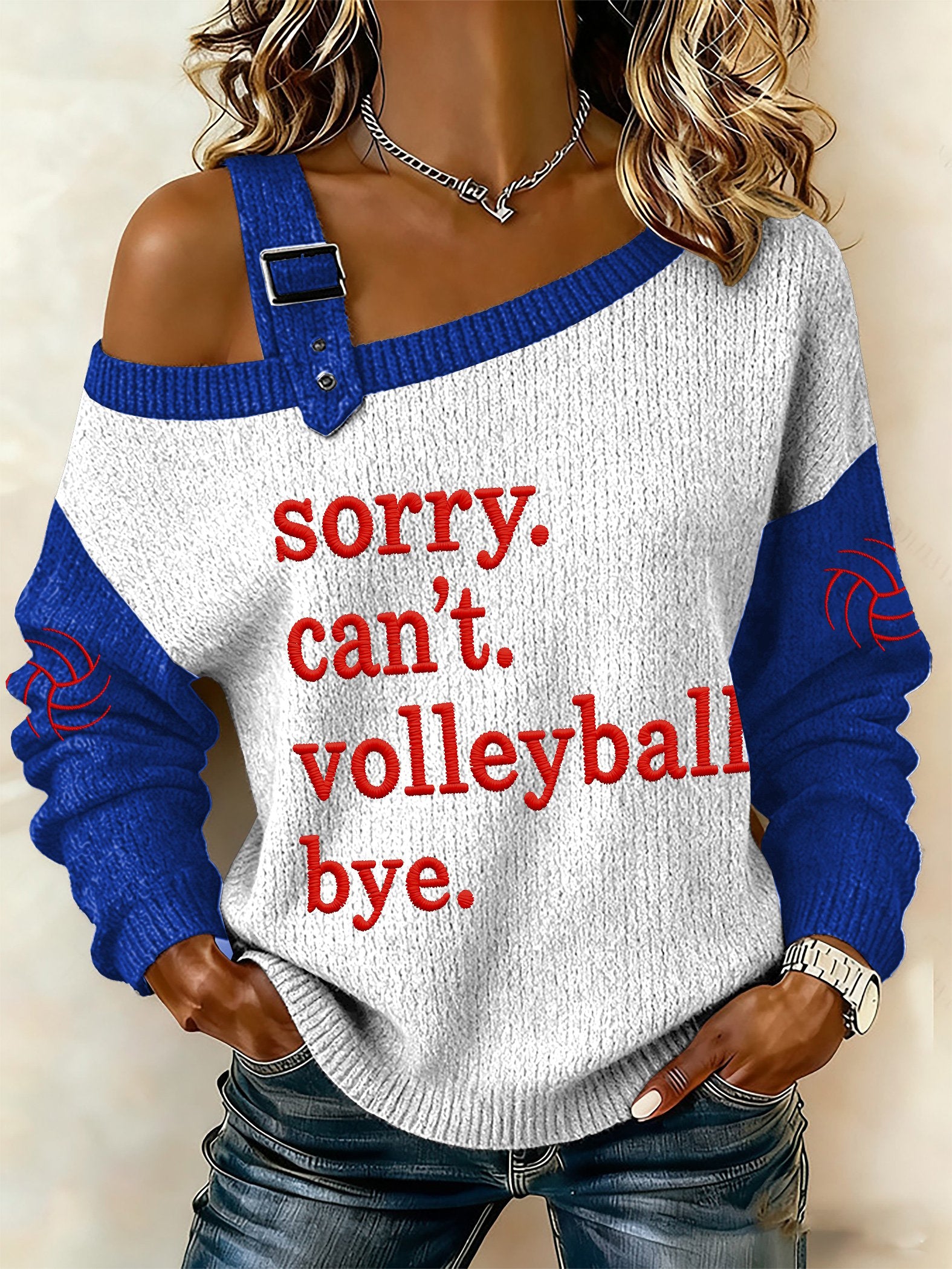 Women's Retro Sorry Can'T Volleyball Bye Printed Sweatshirt
