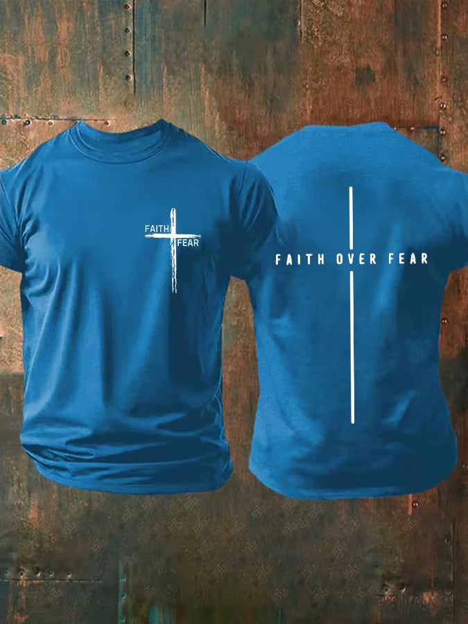 Men's Faith Over Fear Printed Casual T-Shirt
