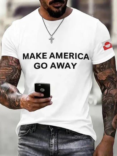 Men's Retro Greenland Make American Go Away Printed Top