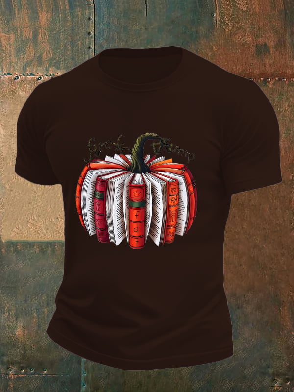 🔥Buy 3 Get 15% Off🔥Men's Fall Book Pumpkin DTF transfer - FDT, Fall Aesthetic print T-Shirt