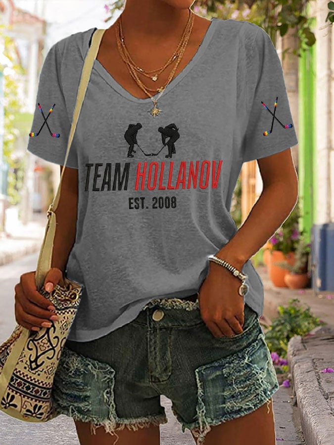 Women's Hockey Romance Print T-Shirt
