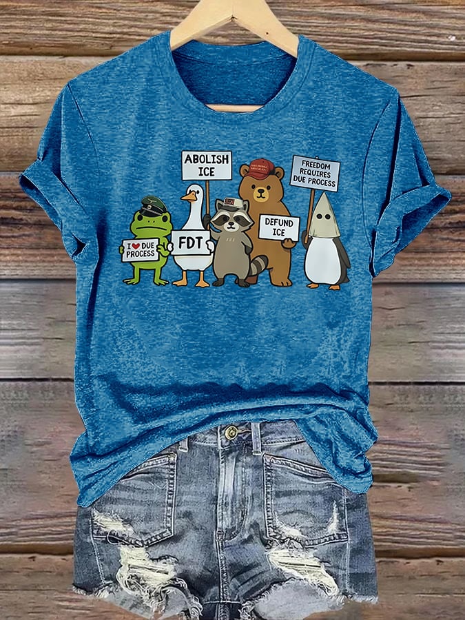 Women's FDT Cartoon animals printed T-shirt