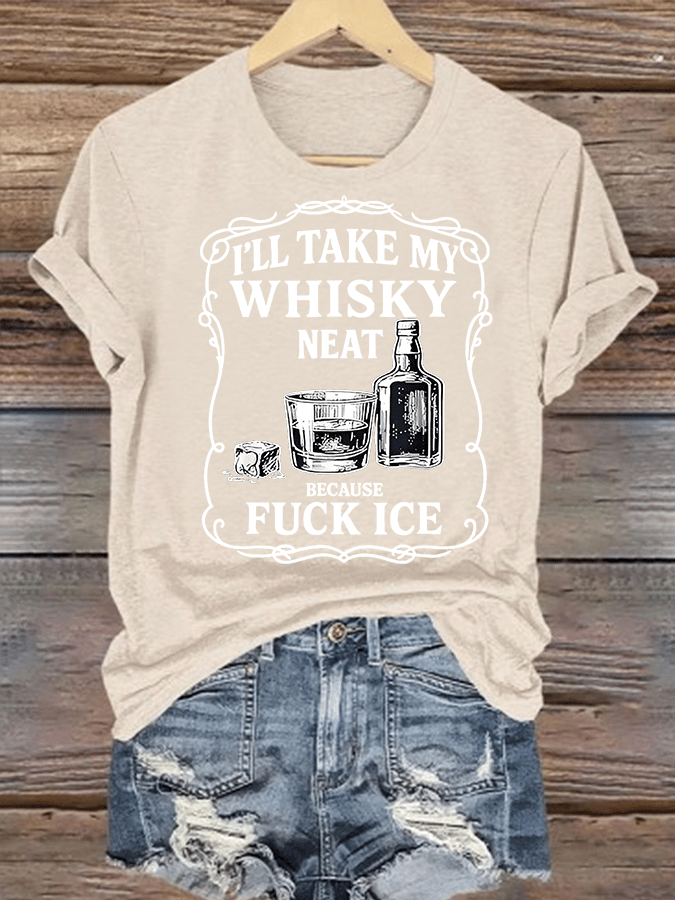 Women's Whiskey F*ck ICE Abolish ICE Print T-Shirt