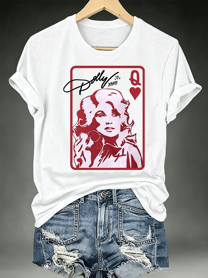 Women's Queen of Hearts Shirt Country Music Graphic Print T-Shirt