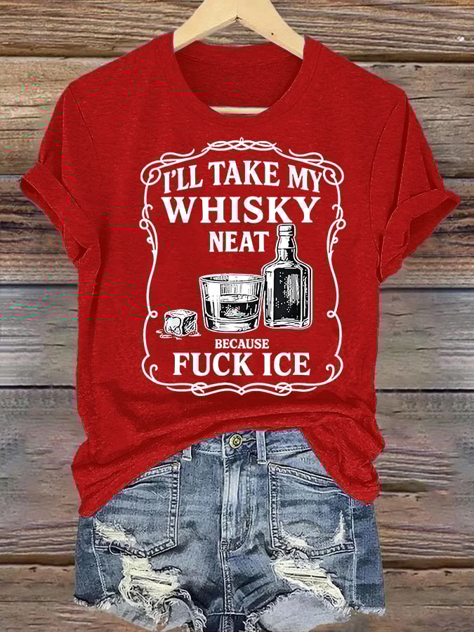 Women's Whiskey F*ck ICE Abolish ICE Print T-Shirt