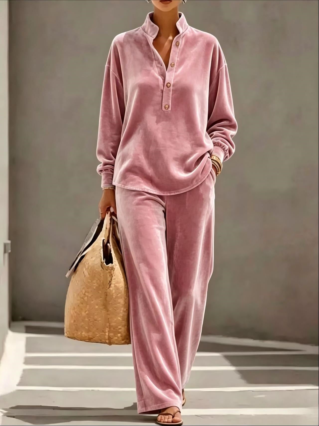 New Arrivals🔥Loose And Cozy Velvet Two-piece Set (top And Pants)