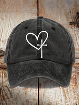 Unisex Heart Cross Print Baseball Cap