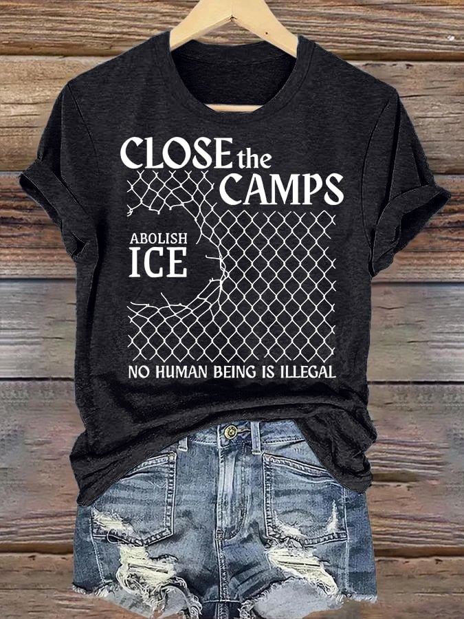 Women's  Abolish ICE  Close The Camps Print  T-Shirt
