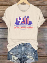 Women's  WE WILL NEVER FORGET Print Crew-Neck T-Shirt