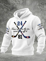 Men's Ice Hockey Fierce Rivals On The Ice, Secret Lovers Off It Printed Casual Hoodie