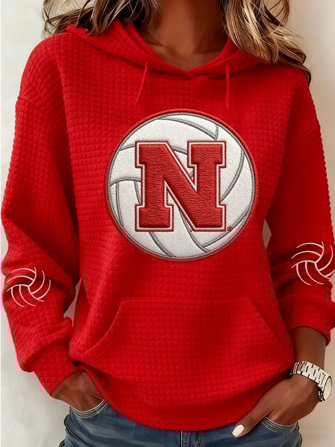 Women's Volleyball Print Casual Hooded Sweatshirt