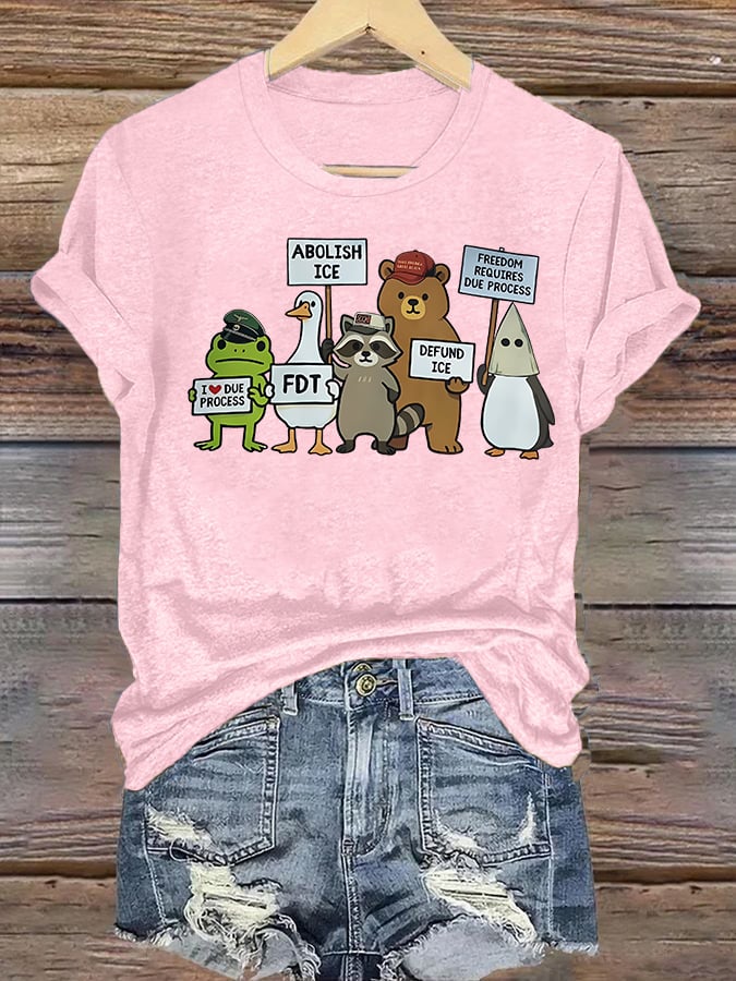 Women's  FDT Cartoon animals printed T-shirt