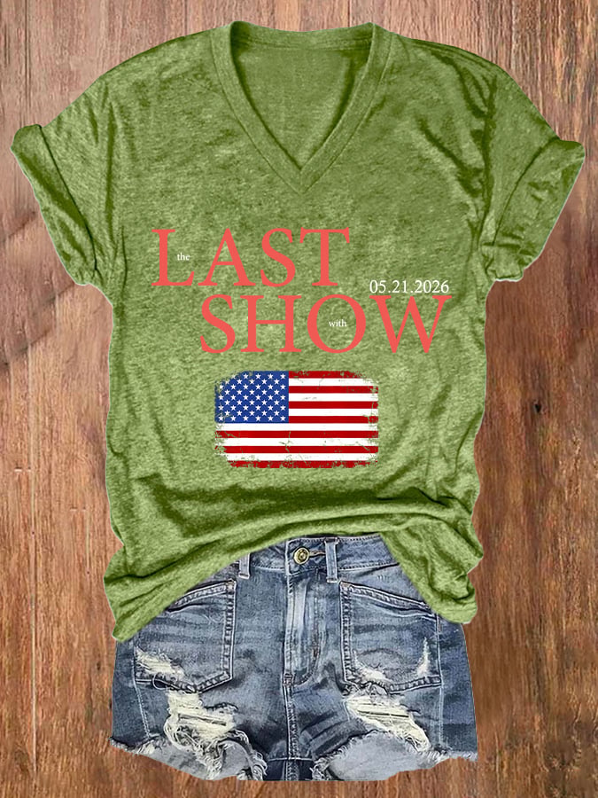 🔥Buy 3 Get 15% Off🔥V-Neck Retro Last Show Print T-Shirt