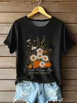 Women's Casual Autumn Faith Graphic Print Round Neck Short Sleeve T-Shirt