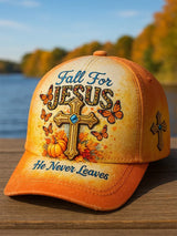 Fall For Jesus, He Never Leaves The Vintage Baseball Cap