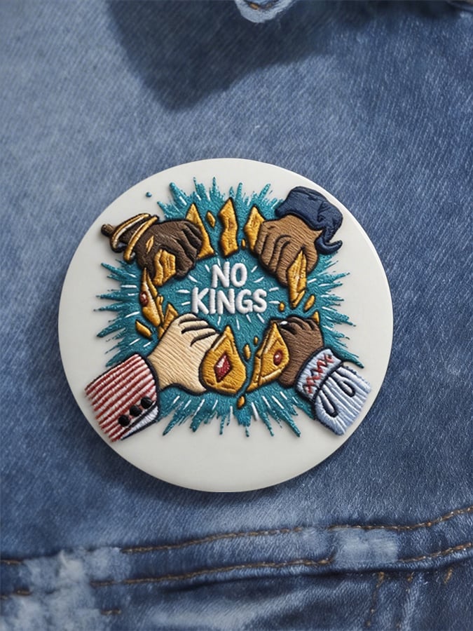 Unisex Retro No Kings Day March 28 2026 Print Pin-Back Button
