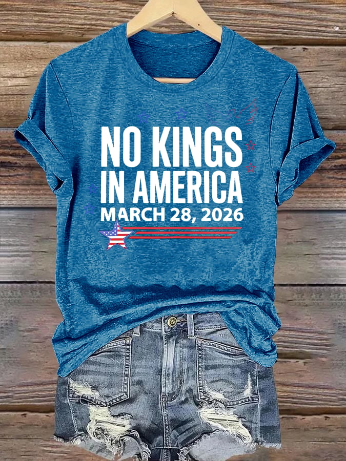 🔥Buy 3 Get 15% Off🔥Women's  NO KINGS IN AMERICA  Print  T-Shirt