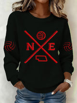 Women'S Retro Volleyball Print Long Sleeve Sweatshirt