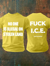 Men's  NO ONE IS ILLEGAL ON STOLEN LAND  Print  T-Shirt