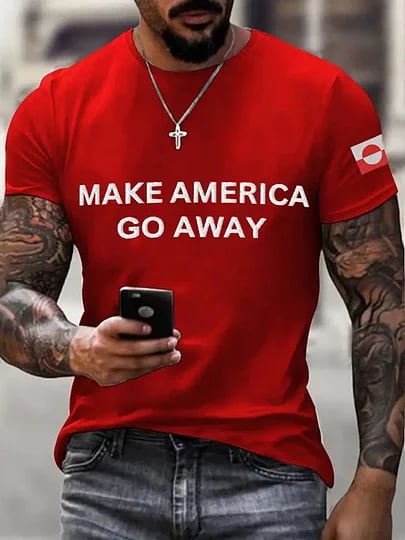 Men's Retro Greenland Make American Go Away Printed Top