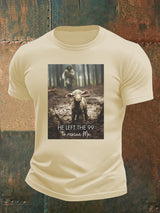 Men's  He Left the 99 to Rescue Me, Jesus and Lost Sheep, Christian T-shirt