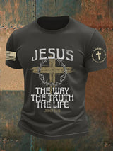 Men's Jesus The Way The TruthThe Life Print Round Neck T-Shirt