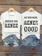 V-Neck Retro Justice For Renee Say Her Name:Renee Nicole Good Print T-Shirt