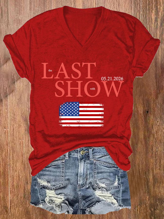 🔥Buy 3 Get 15% Off🔥V-Neck Retro Last Show Print T-Shirt