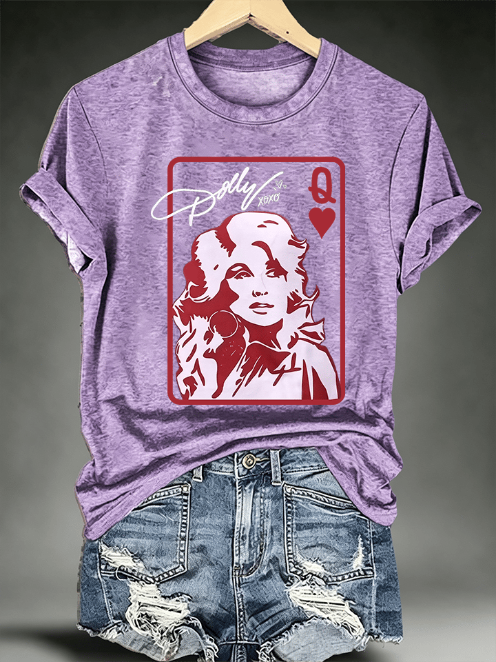 Women's Queen of Hearts Shirt Country Music Graphic Print T-Shirt