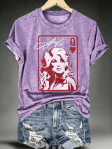 Women's Queen of Hearts Shirt Country Music Graphic Print T-Shirt