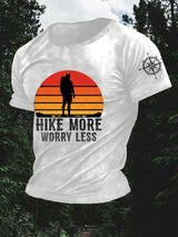 Retro Men's Hike More Worry Less Hiking Print T-Shirt
