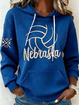 Women's Vintage Volleyball Print Hoodie