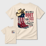American Cowboy Boots Patriotic Graphic T-Shirt