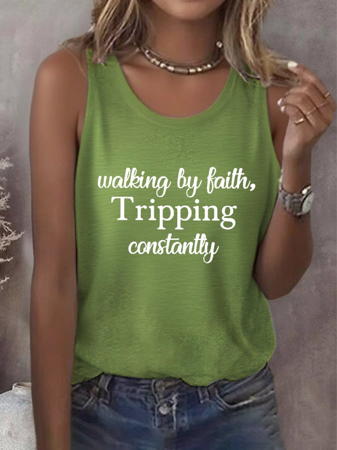 Women's Walking By Faith Tripping Constantly Print Vest
