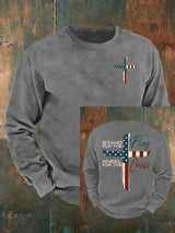 Men's  Stand For The Flag Kneel For The Cross Print  Sweatshirt