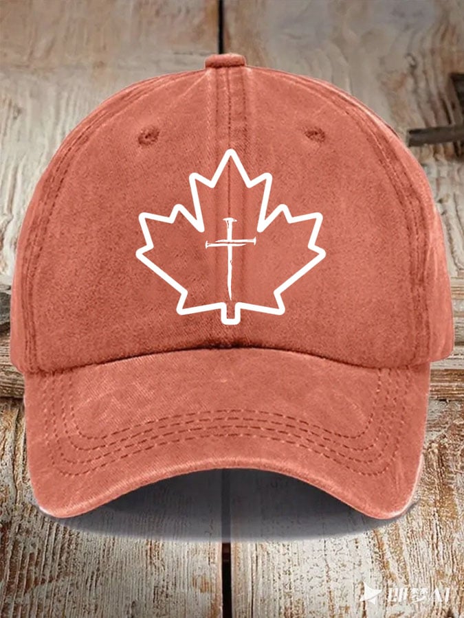 Unisex Leaf Cross Print Baseball Cap