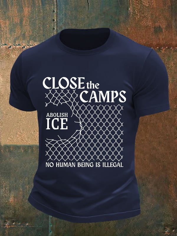 Men's  Abolish ICE  Close The Camps Print  T-Shirt