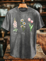 Unisex Floral Fdt Washed Cotton T-Shirt