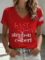 🔥Buy 3 Get 15% Off🔥V-Neck Retro Last Show Print T-Shirt