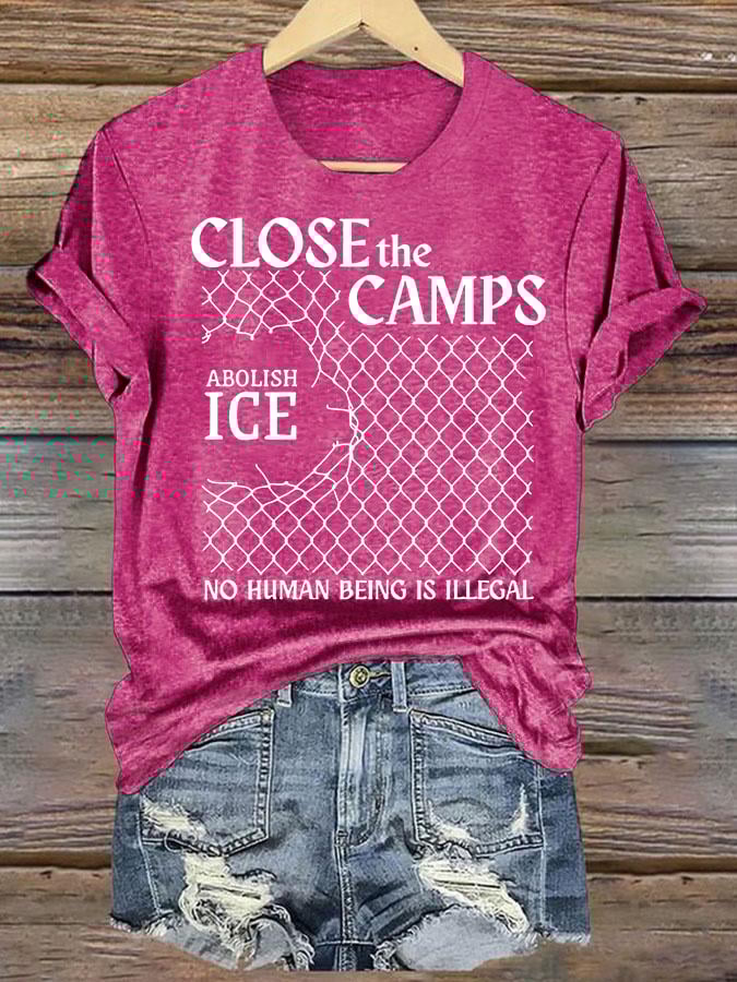 Women's  Abolish ICE  Close The Camps Print  T-Shirt