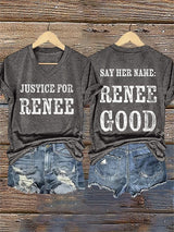 V-Neck Retro Justice For Renee Say Her Name:Renee Nicole Good Print T-Shirt