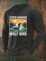 Men's Stupid Canadian Wolf Bird  T-Shirt