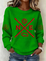 Women'S Retro Volleyball Print Long Sleeve Sweatshirt