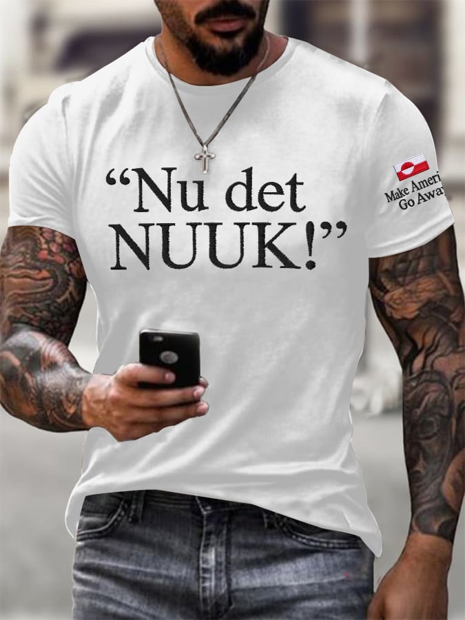 Men's Retro Nu Det Nuuk! Make America Go Away Print T-Shirt
