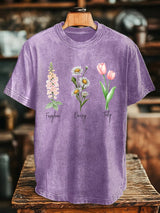 Unisex Floral Fdt Washed Cotton T-Shirt
