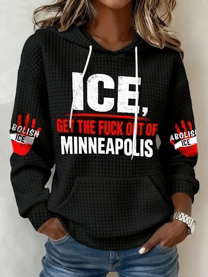 Retro Ice Get The Fuck Out Of Minneapolis  Print Hoodie