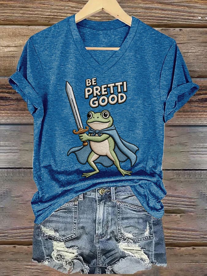 Women's casual Be Pretty Good frog T-shirt